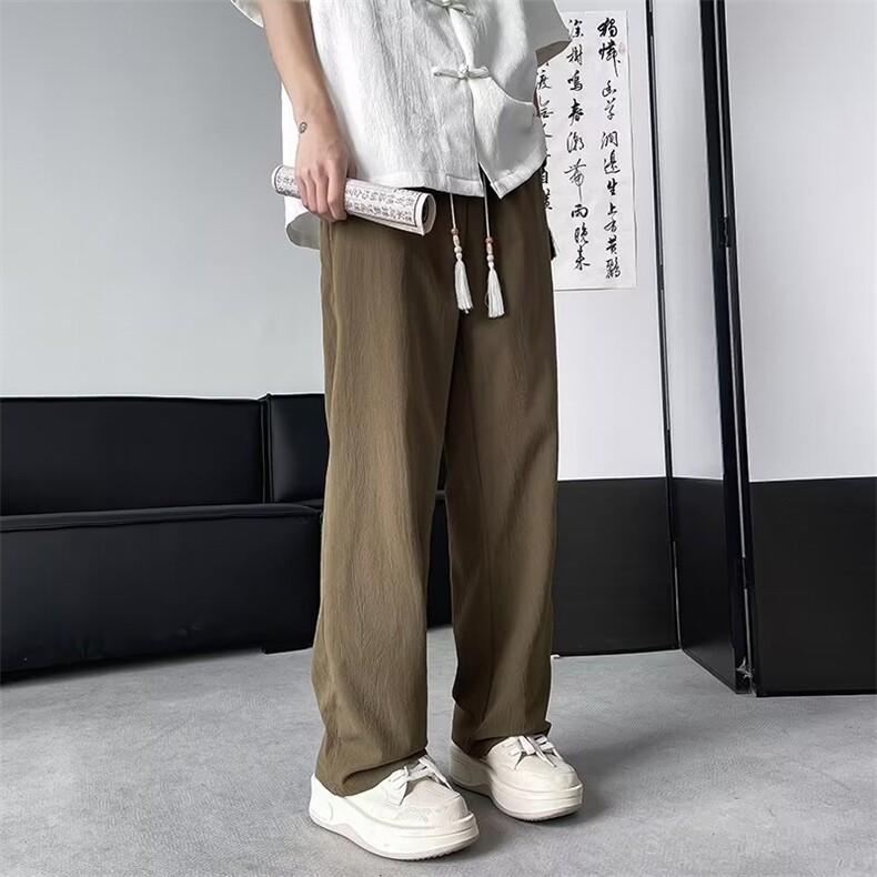 男新款青少年时尚弹力皱布冰丝长裤休闲裤KK86P35,男装休闲裤,星座1116-2