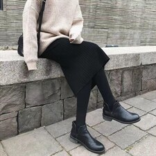 现货 坑条针织半身裙，女装半身裙，东町