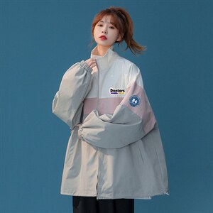 中性风 秋季百搭宽松拼色立领夹克情侣外套女 JK6841 P65控78，男装夹克，电商A268