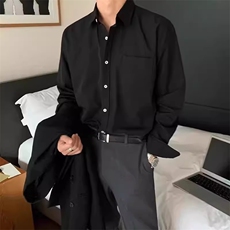 汤米春秋季高级感衬衫男内搭长袖韩系风格穿搭少年感蓝色衬衣休闲，男装衬衫，星座506A
