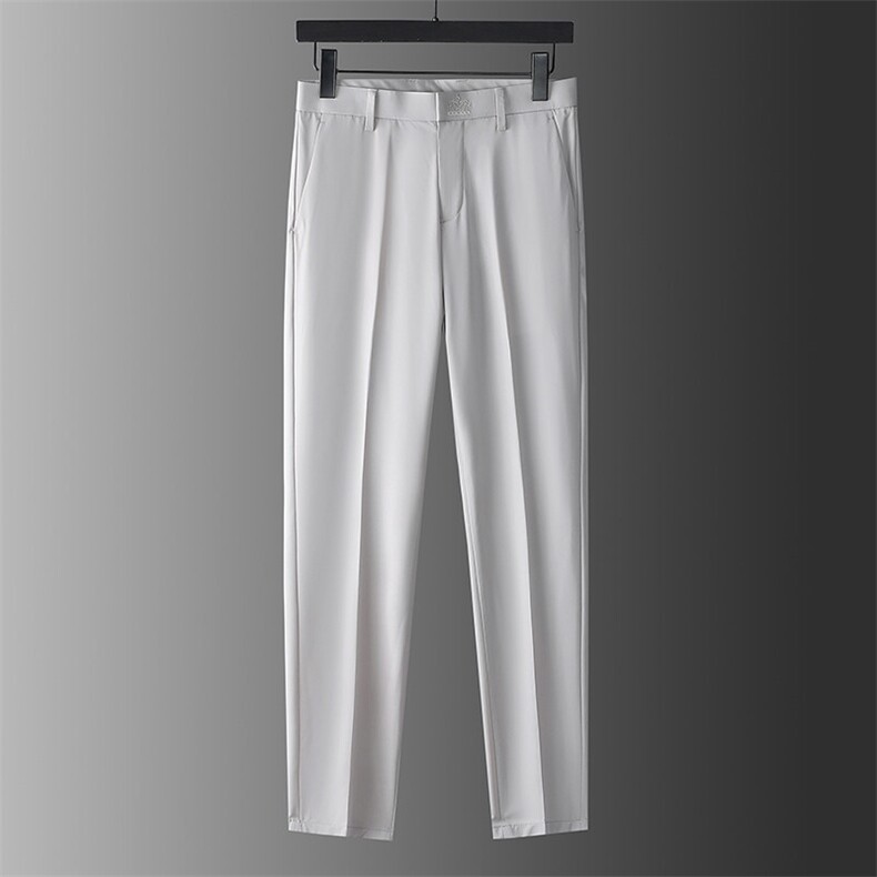 2025新款高弹力刺绣冰丝—九分裤——灰色P5598，男装休闲裤，电商B368