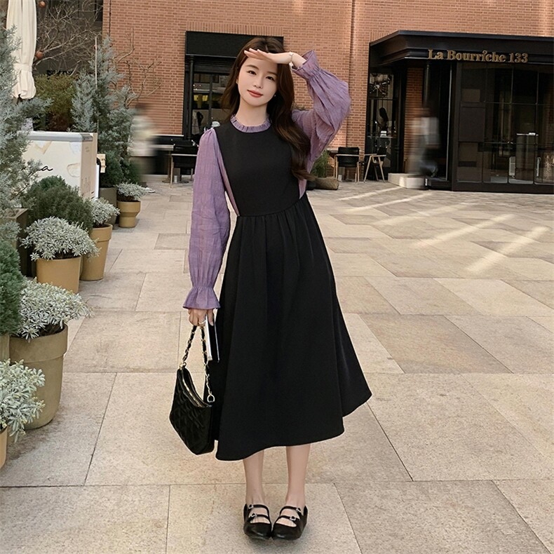 26春大货假两件拼接连衣裙2D001-6302-P125-K178,女装连衣裙,2D001