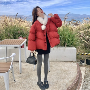 新款加色！真狐狸毛红色羽绒服外套2C133-6003-1-P280-K408图片