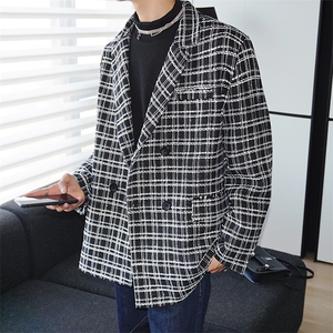 西装男士格子外套小香风痞帅炸街休闲西服JK083-P68图片