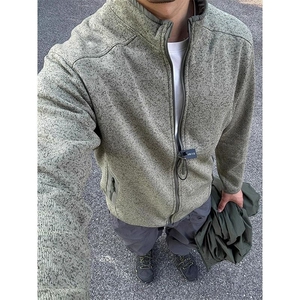 JY609-P76 抓绒衣外套男春秋款拉链立领夹克美式复古开衫卫衣图片