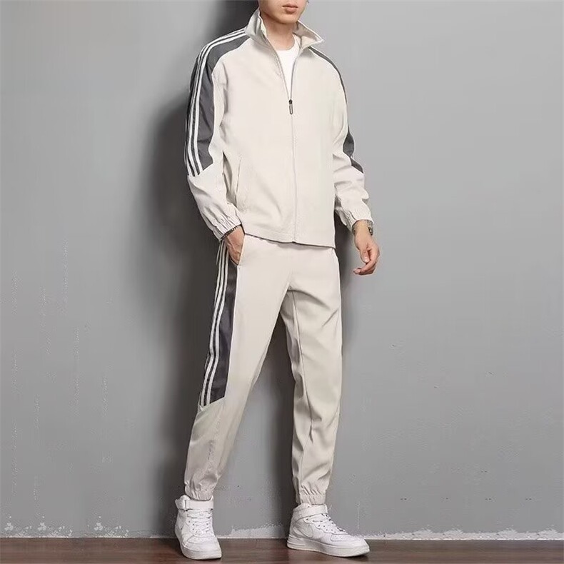 男士运动装新款长袖休闲百搭透气两件套运动开衫印花拼色套装男,男装休闲套装,星座218-1（原230）