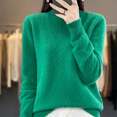 半高领女薄套头2024年新款秋冬内搭加厚羊毛衫紧口修身，女装羊毛衫，蒙特羊绒
