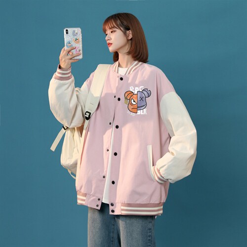 中性风 春秋季情侣棒球服男女休闲夹克女时尚外套男BQF294-P50图片