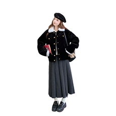 现货款号7765黑色丝绒棉衣P205K298，女装棉衣/棉服，2D043