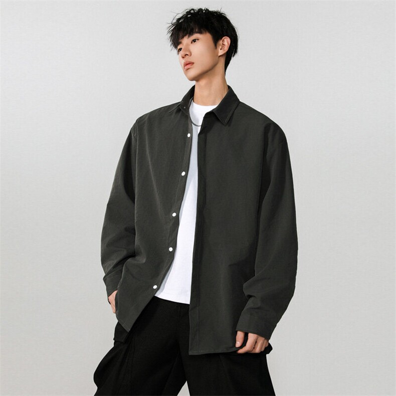 2025春季新款男士纯色长袖衬衫情侣百搭白衬衣CS06特P35,男装衬衫,电商B220