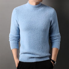 冬季羊毛衫男款羊绒打底衫纯色圆领加厚男装上衣低领水貂绒毛衣男，男装T恤，电商B212（原钱塘6029）