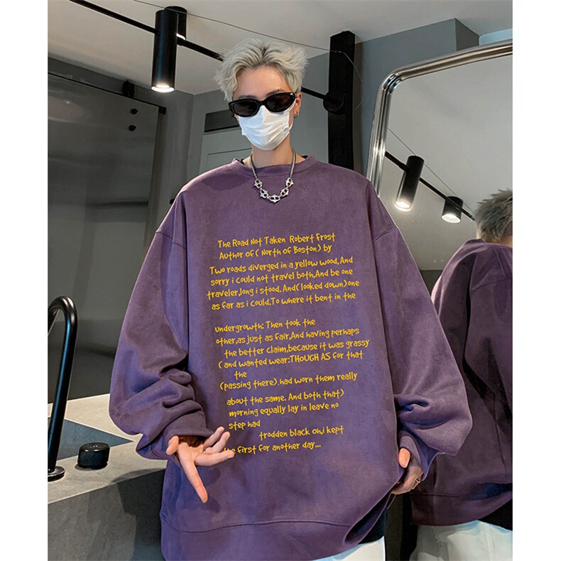 抖音得物供货提供视频秋冬重磅美式麂皮绒圆领卫衣JY307,男装卫衣,电商A486