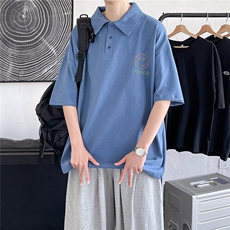 港风polo衫休闲潮大码情侣男女翻领纯色短袖T恤DP7229P35控，男装Polo衫，星座227-7