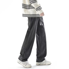 美式牛仔裤高街直筒宽松潮牌潮流男生阔腿长裤K333p53，男装牛仔裤，星座1013