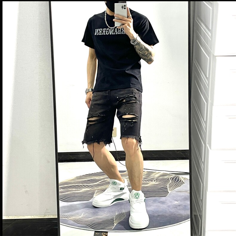 2023牛仔裤短裤青春流行潮时尚文艺夏季破洞牛仔裤NZ322,男装牛仔裤,星座1109-3