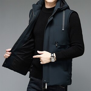 2022高品质冬装连帽羽绒服90鸭绒保暖马甲男士背QS1112-P190图片