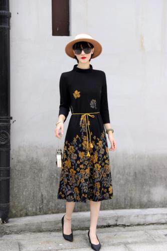 遮肚显瘦连衣裙，女装连衣裙，澳洛菲