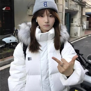 【高质量】可拆卸毛领羽绒棉服情侣美式厚外套棉衣2568特P90网图图片