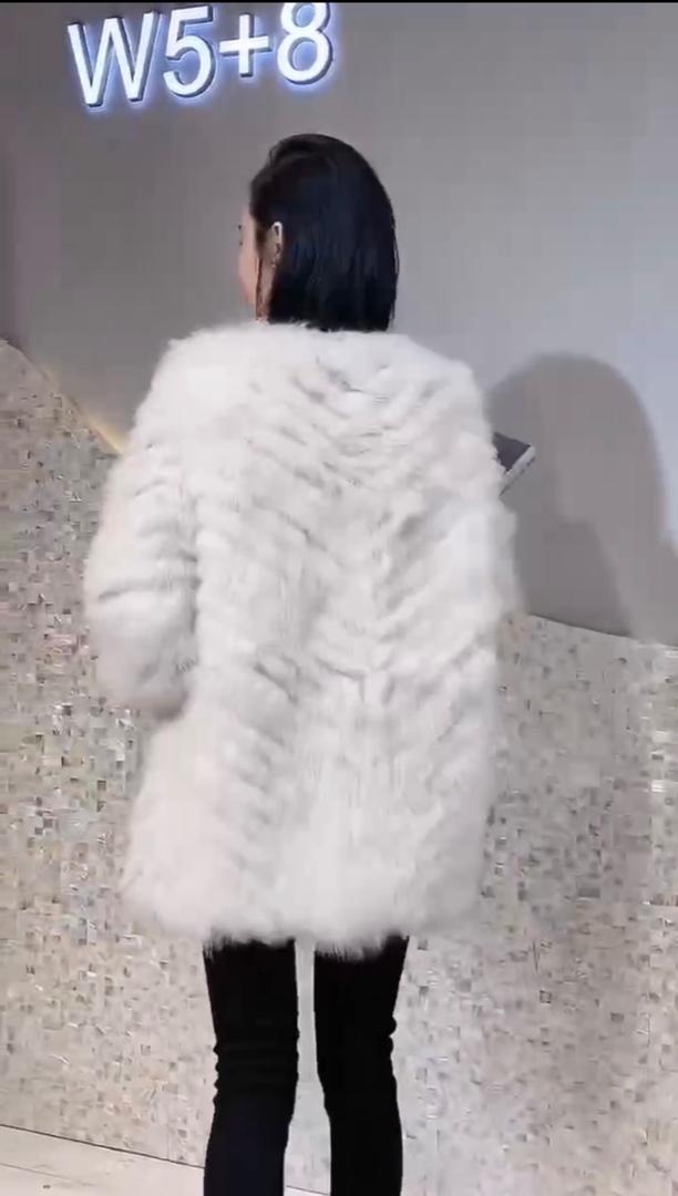 洋气拼皮腰带狐狸毛编织皮草外套,女装皮草,L·H·X