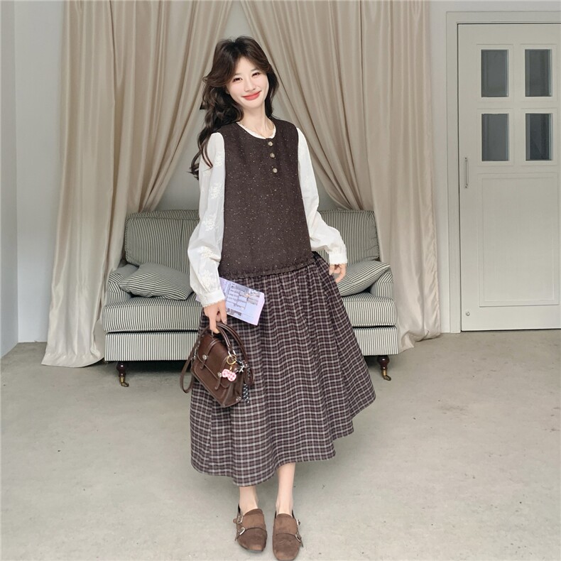 春装新款衬衫+连衣裙两件套2C153-8922-P185K278,女装连衣裙,2C153