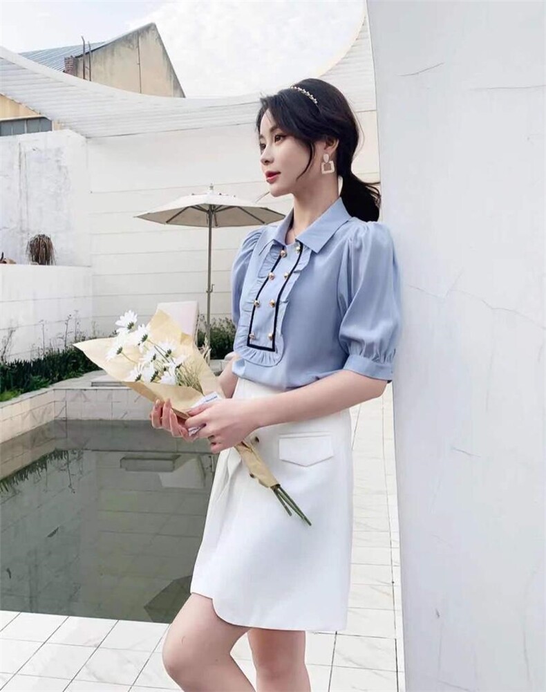 夏季新款纽扣衬衫，女装衬衫，田间晨露