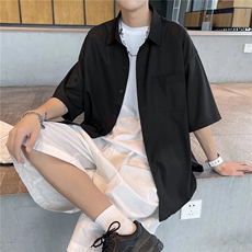 夏季短袖衬衫男痞帅冰丝薄款ins潮流休闲C812P25，男装衬衫，星座1116-2