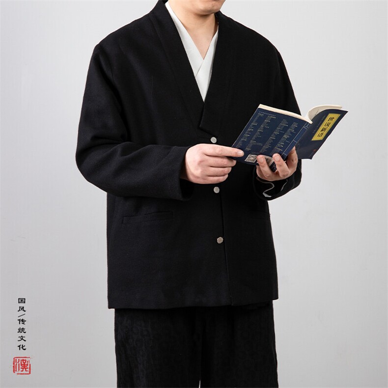 春装新款风男装棉麻男士改良汉服外套H108P90,男装民族服装,钱塘802