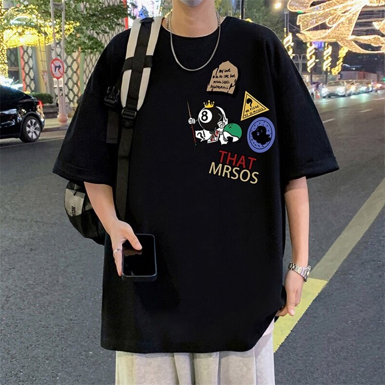 T838港风潮牌高街美式短袖T恤男夏季新款宽松重磅纯棉体恤,男装T恤,星座304A