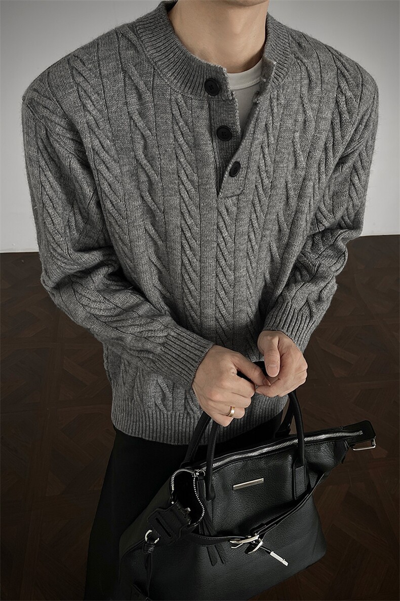 现货纽扣款套头针织衫毛衣打底衫310A-2MYY5015P68控88,男装T恤,星座310A-2