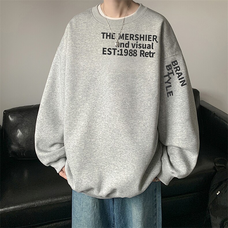 量大优可提供视频2024印花圆领卫衣宽松HD019-1-YL4333-P30,男装卫衣,电商019-1