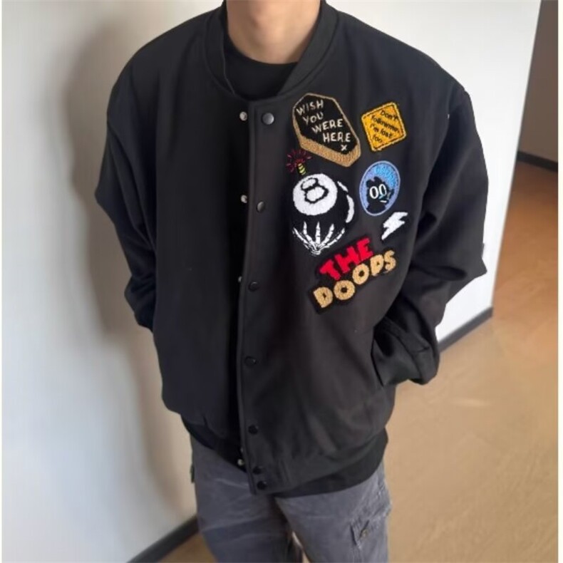 美式潮流春季户外穿高街棒球服外套男女情侣休闲百搭刺绣夹克,男装夹克,四季星座505