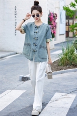 现货洋气短袖牛仔外套女2024夏季新款时尚优雅范牛仔小外套，女装短外套，涵墨