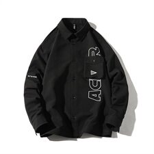 【】A003-HS2001-P50春装新款翻领字母印花衬衫港风平铺，男装衬衫，电商A003