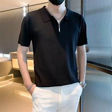 男纯色短袖时尚2023POLO衫百搭半拉链气质夏季新款标准潮S317，男装T恤，星座1116A-2（原606A-1）