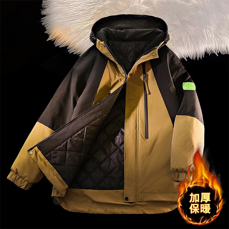 毛毯风冲锋衣外套冬季潮牌加绒夹克登山服A436-23308加绒-P85,男装夹克,电商A436