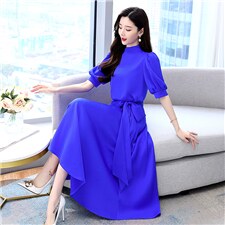 2023年夏季韩版时尚通勤中长款不规则领口修身连衣裙，女装连衣裙，卡杰菲