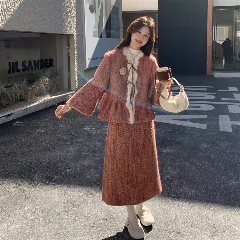 冬装新款90白鸭绒羽绒服套装兔毛领2C153-737-P285K428,女装套装/套裙,2C153