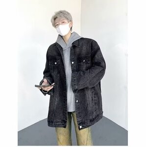 小香风亮片牛仔外套男士春秋工装夹克潮宽松翻领上衣HH7255 P99图片