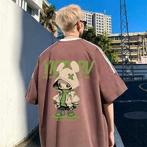 量大优供抖音视频 支持得物品质配合二开 美式三条杠短袖t恤ZD190图片