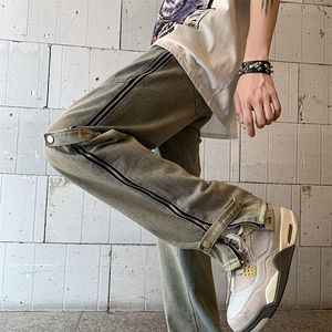 美式街头牛仔裤男女黄泥染直筒裤潮牌高街休闲长裤子N01497-P50图片