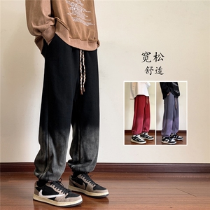面料65棉35涤纶水洗扎染卫裤男加绒D329-QM537薄款P60-加绒65控78图片