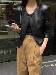 2022秋季新款时尚百搭宽松欧货潮流高级感高街百搭皮衣,女装皮衣,L·H·X