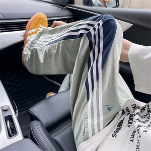 DBK48-P40速干三条杠裤子男夏季美式设计感拼色宽松休闲运动裤图片
