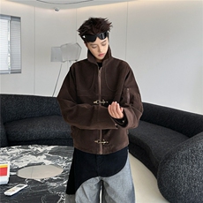 春秋解构飞机扣短款夹克男女高级设计感麂皮绒外套潮8575P77，男装夹克，星座410-2