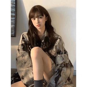 现货得物二开 扎染牛仔破坏废土风痞帅cleanfit牛仔衣JK1188-P68图片