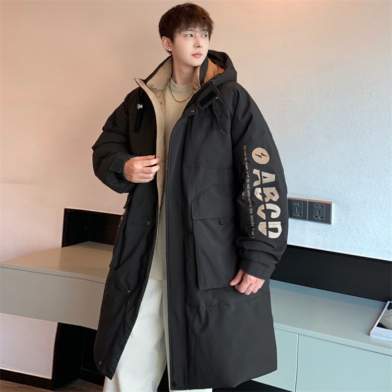 情侣羽绒服男冬季新款港风宽松连帽中长款保暖外套YR906-P175，男装羽绒服，星座214-3