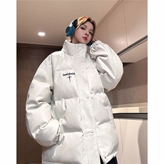 EQ345鳄鱼PU皮棉衣外套男女情侣装冬季加厚面包服2024新款，男装棉衣，电商C306-1