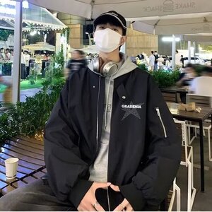 外套男子春秋宽松翻领休闲棉夹克拉链装饰百搭 J538图片