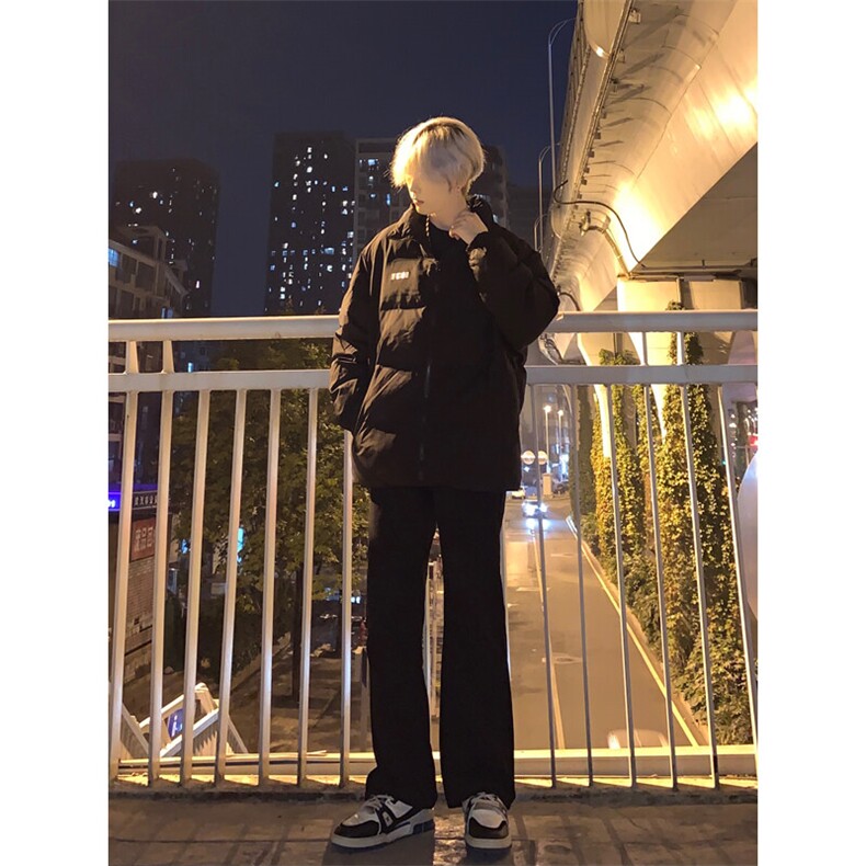 高街vibe纯黑色牛仔裤男款夏季修身直筒弹力微喇叭裤控价68,男装牛仔裤,星座310A-4