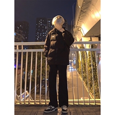 高街vibe纯黑色牛仔裤男款夏季修身直筒弹力微喇叭裤控价68，男装牛仔裤，星座310A-4